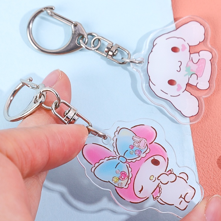 [Harga Grosir] 1pc My Melody Kuromi Tas Ornamen Indah Gantung Kunci Pendant Sanrio Dua Sisi Gantungan Kunci Akrilik Hadiah Cewek Dan Wanita