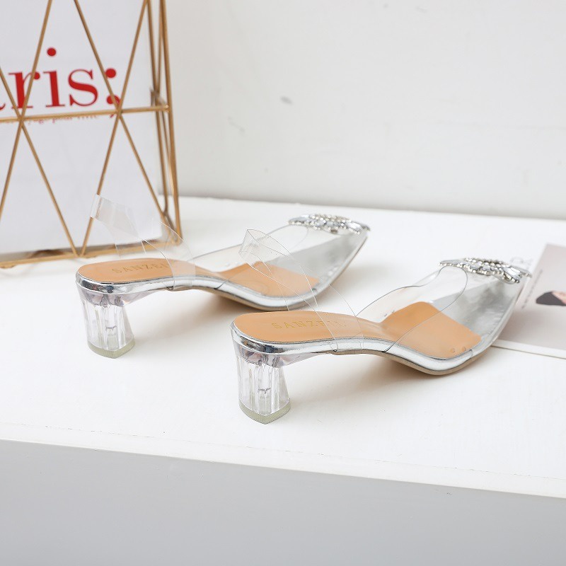 0004 Sanzeil Crystal - Heels Wanita 5cm Bohemian Transparant