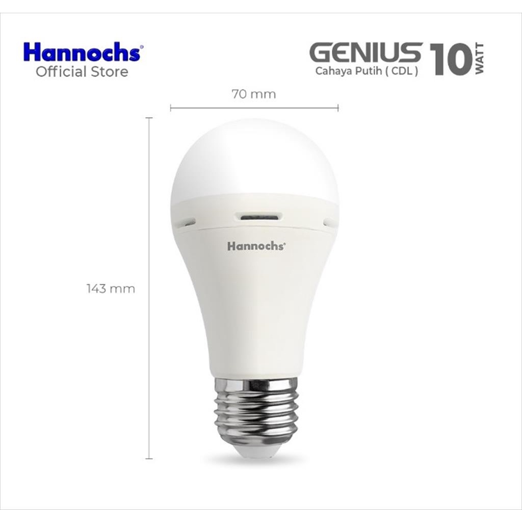 HANNOCHS Lampu Emergency LED AC/DC GENIUS 10W 10 Watt Cahaya Putih