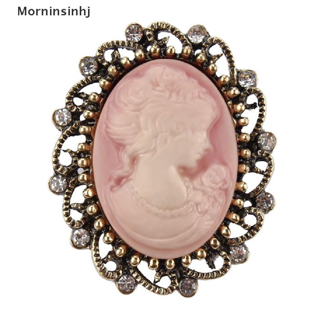 Mornin Bros Bentuk Patung Kepala Gaya Gothic Vintage Cameo Brooch Berlian Imitasi Untuk Wanita id