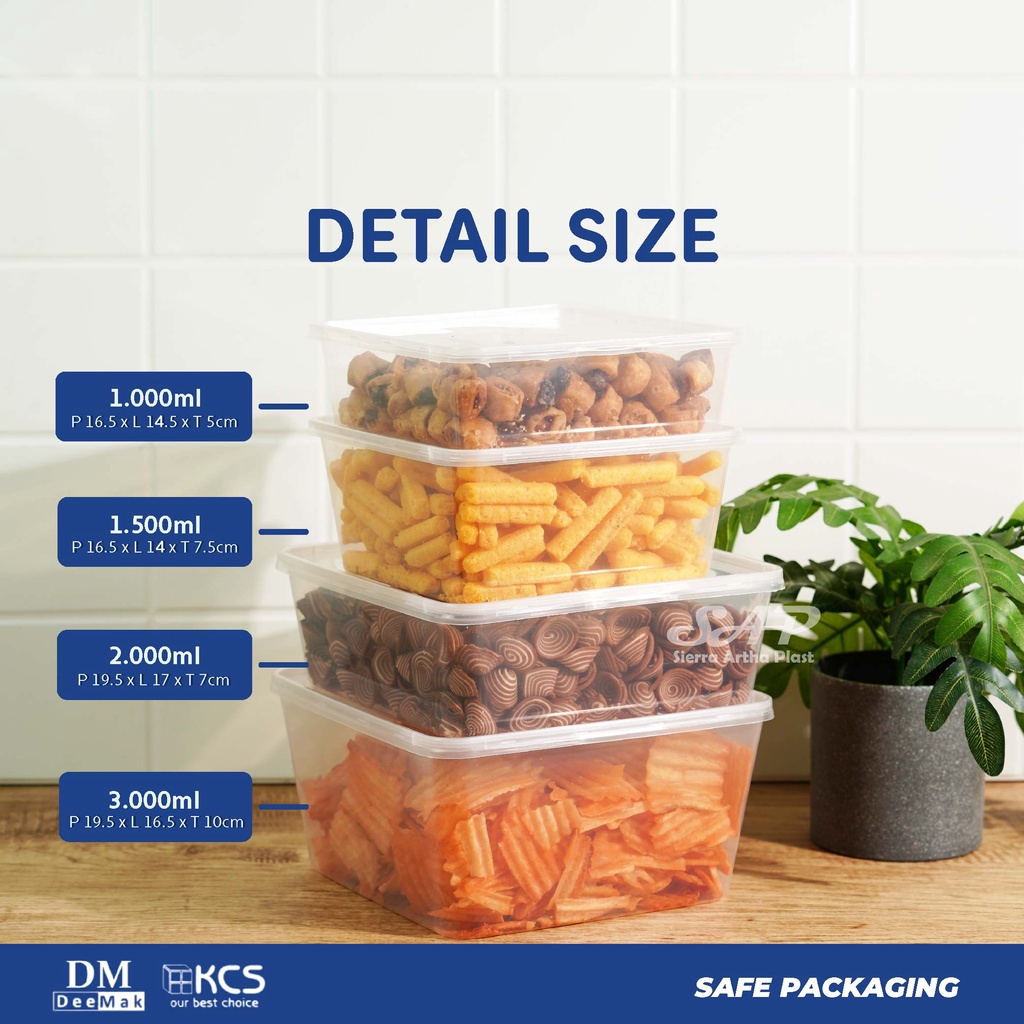 Thinwall DM 1000ml-1500ml-2000ml-3000ml SQ/Thinwall Square/ Food Container Slime- Dessert Box (Ecer)