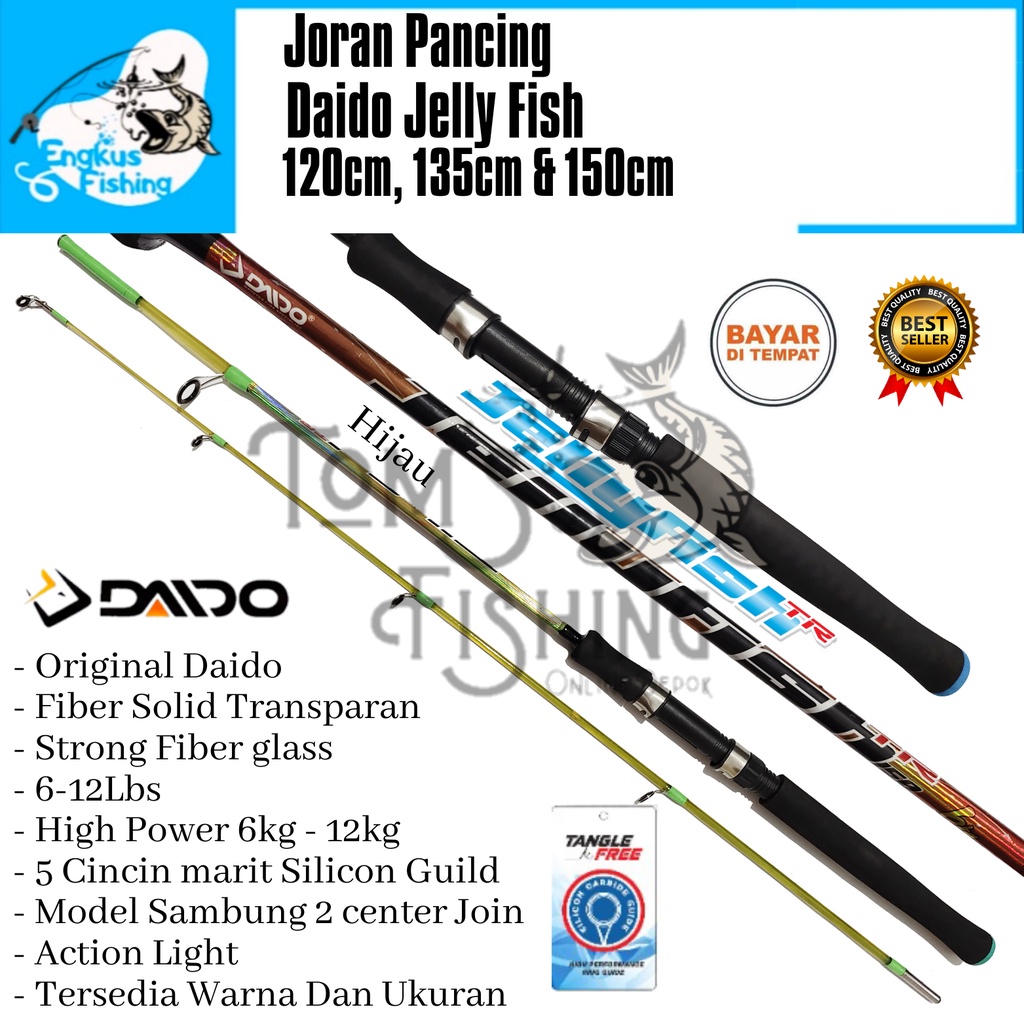 Joran Pancing Daido Jelly Fish 120cm - 150cm Transparan (6-12lbs) Fiber Solid Murah - Engkus Fishing