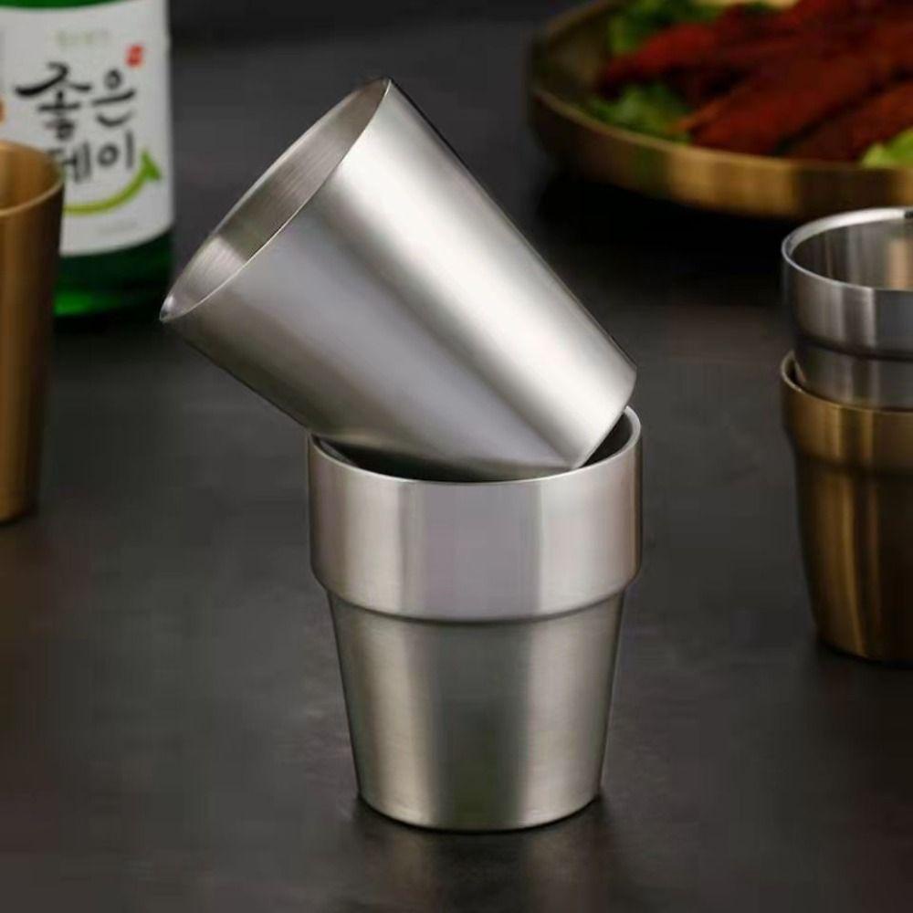 Lanfy Gelas Bir Unbreakable Stainless Steel Restoran Tumbler Rumah Gaya Korea Mug Minum