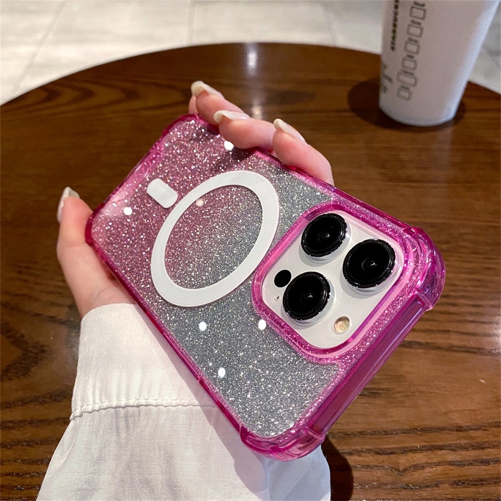 Casing Cincin Magnet flash Mewah Iphone13 12 Pro Max case iPhone 14 Pro Max Plus 14 Promax case Transparan Dan Jernih, Sepenuhnya Tertutup Perlindungan shockproof hard back cover