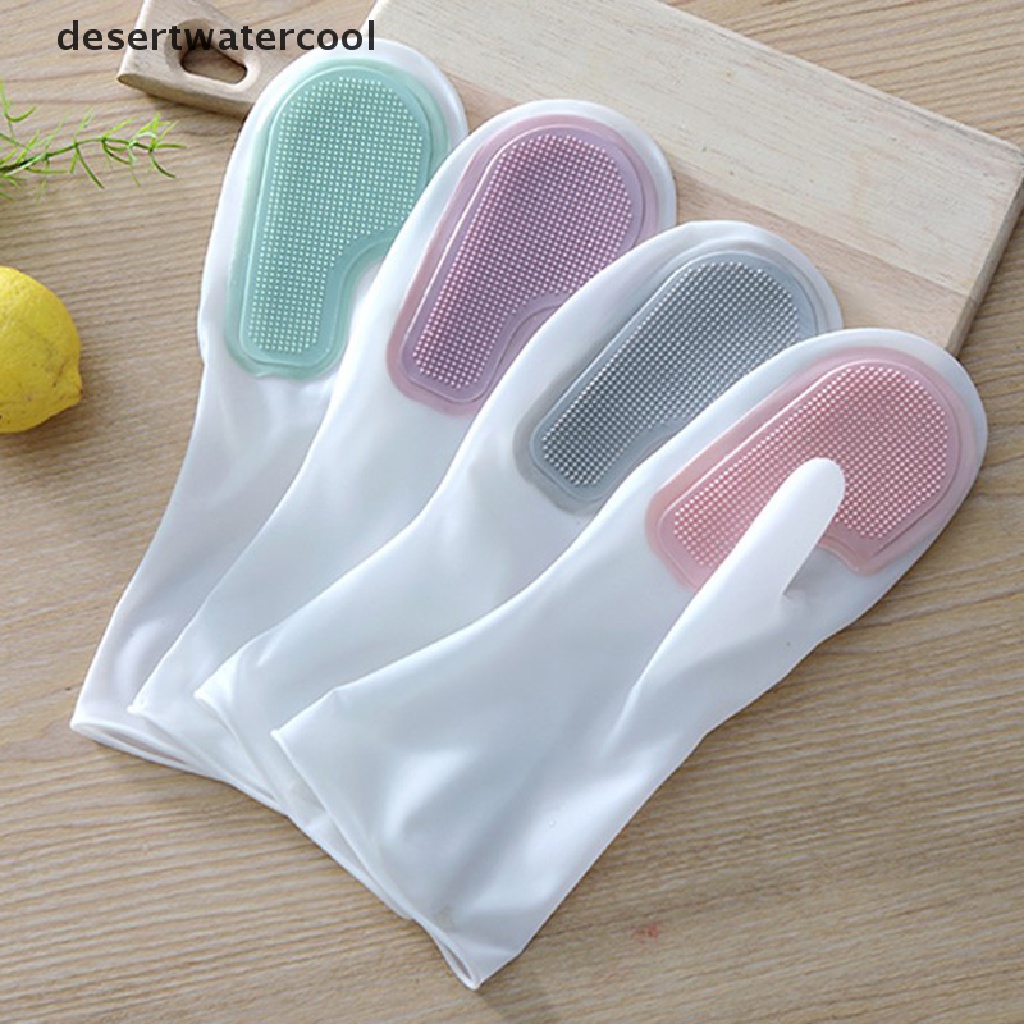 Deid 1/2pcs Sarung Tangan Cuci Piring PVC Anti Air Pembersih Dapur Cuci Rumah Tangga Martijn