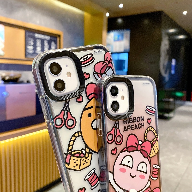 IPHONE 3-in-1 Casing Pelindung Simpul Kartun Transparan Untuk Iphone14 13 12 11 Pro MAX X XR XS Max7 8 Plus