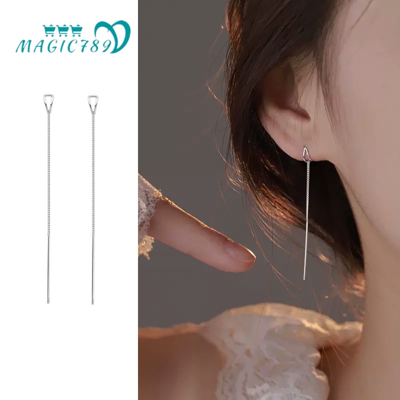 Papaozhu Elegan S925 Perak Tetesan Air Panjang Rumbai Drop Anting-Anting Untuk Wanita Perempuan Sederhana Berongga Segitiga Menjuntai Anting-Anting Fashion Telinga Aksesoris