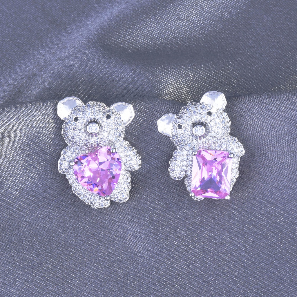 Goldkingdom Fashion Perhiasan Aksesoris Ready Stock Kristal Permata Beruang Pengakuan Cinta Balon Anting Anting Balon Panas Pita Indah Gadis Berbentuk Hati Serbaguna