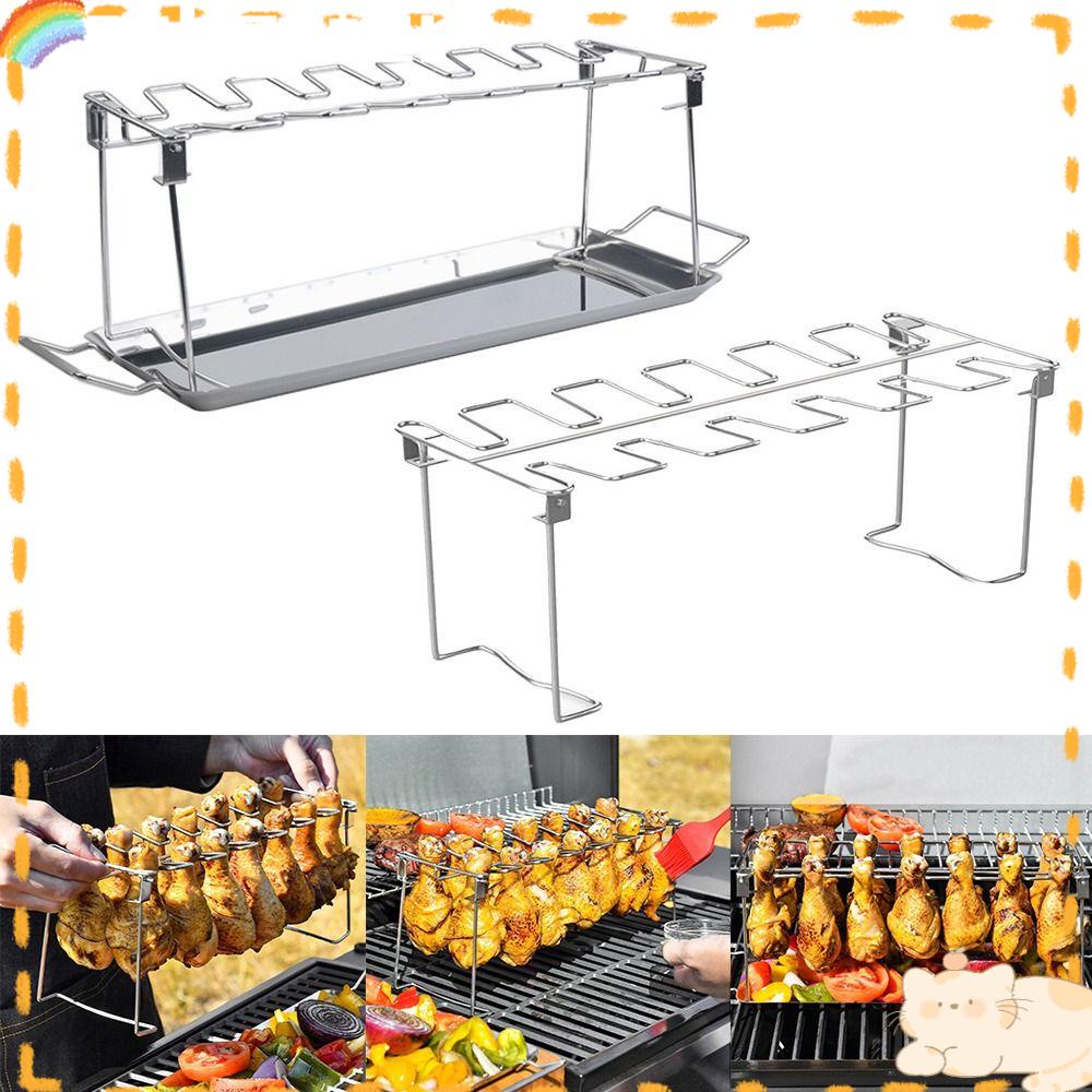 Solighter Kaki Ayam Wing Grill Tray Kualitas Tinggi Stainless Steel BBQ Aksesoris Sayap Ayam Rak Masak