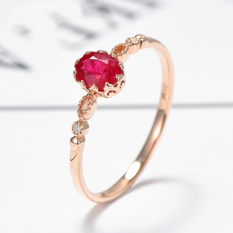 Goldkingdom Fashion Perhiasan Aksesoris Ready Stock Niche Desain Berlapis Sterling Silver 14K Rose Gold Oval Halus Kecil Segar Gaya Agete Jepang Cincin Cincin Perhiasan