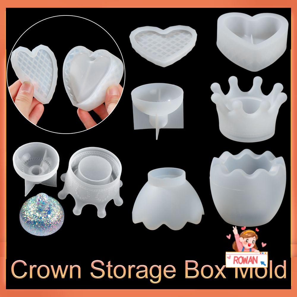 R-flower Crown Storage Box Cetakan Hadiah Epoxy Alat Membuat Perhiasan Jewelry Case Making Props Lem Kristal