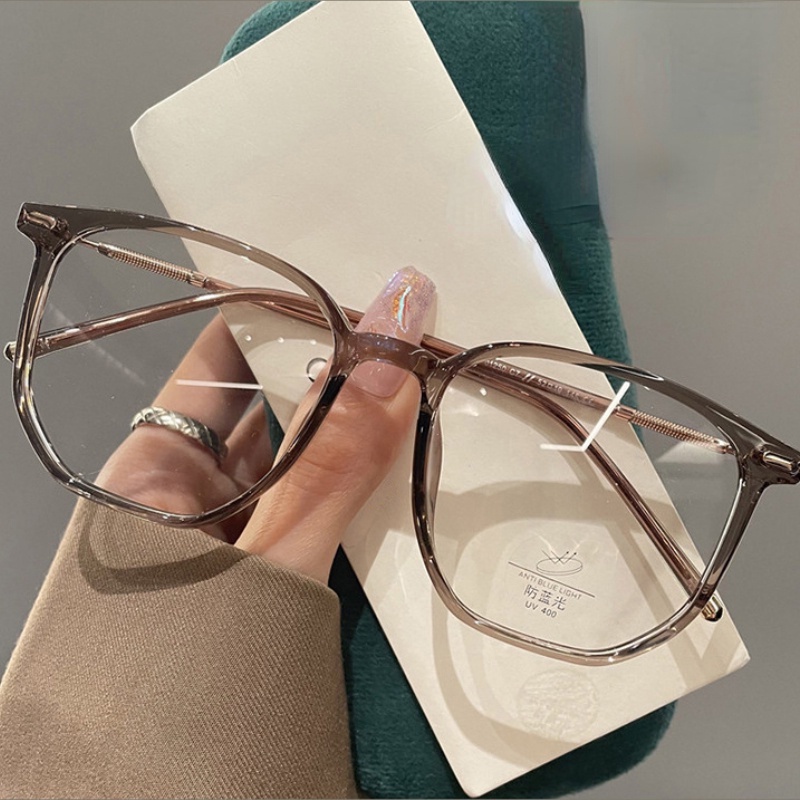 Korea Oversized Anti-Blue Full-frame Glasses/Vintage Metal Square Eyeglasses/Wanita Indah Kacamata Anti Silau Ringan