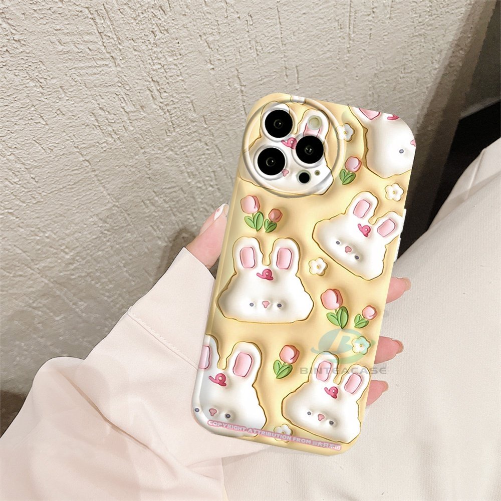 Casing hp Oppo A77S A57 A16 A16K A16S A54S A17 A5S A12 A3S A12E A92 A52 F1S A53 A33 A31 A9 A5 A15 A15S A54 F9 C1 A11K Cute Flower Rabbit Silicone Airbag Case Binteacase