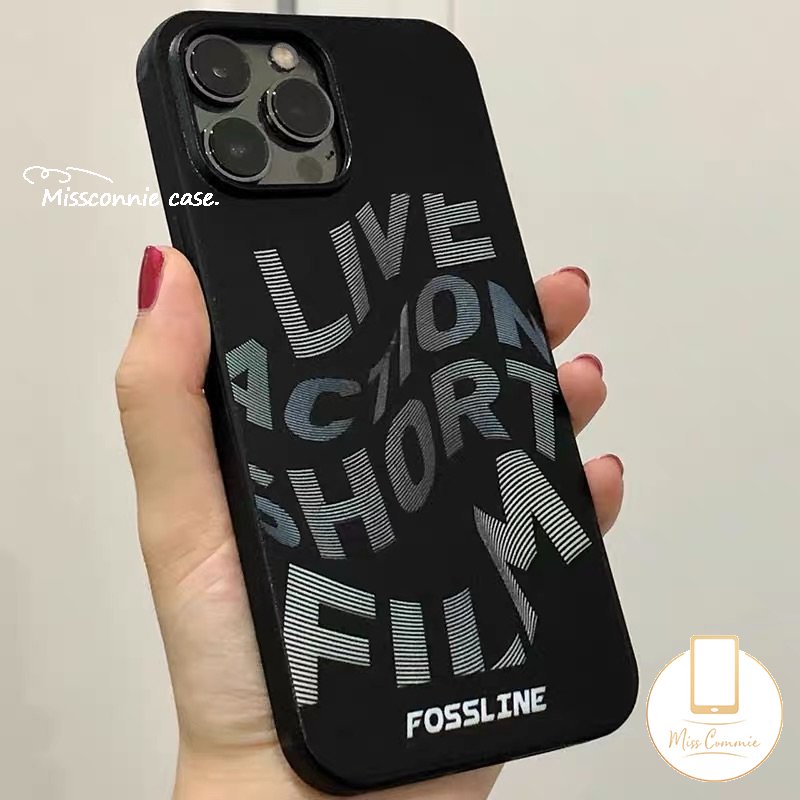 IPHONE Kreatif Keren Alfabet Inggris Halus Casing Ponsel Kompatibel Untuk Iphone11 Pro Max XR 78 Plus 14 12 13 Pro Max X XS Max SE 2020 Shockproof Glossy Lembut TPU Black Cover