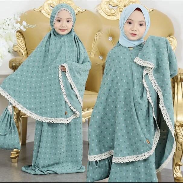 Mukena Mukenah Anak Crinkle Rubiah 2in1 Kids Travelling BY QOID