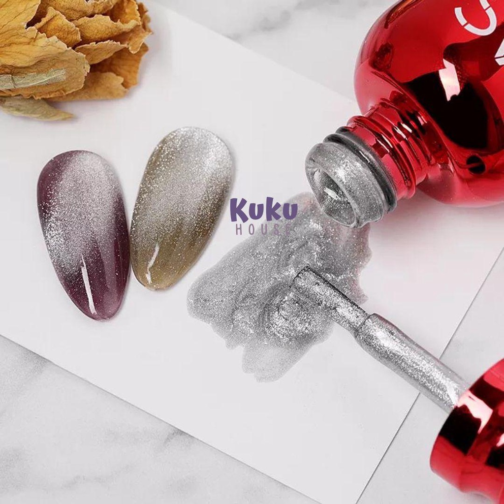 As 9D 5D Silver Cat Eyes 15ml Gel Polish Kutek Mata Kucing Universal Cat eyes Silver
