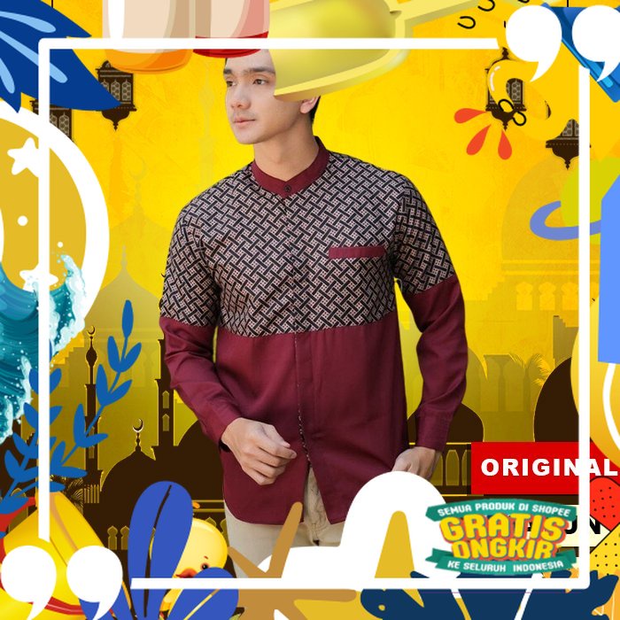 Super Mewah / Baju Kemeja Koko Kurta Ammu Batik Cole Hitam Pria Dewasa Lengan Tangan Panjang Pendek 