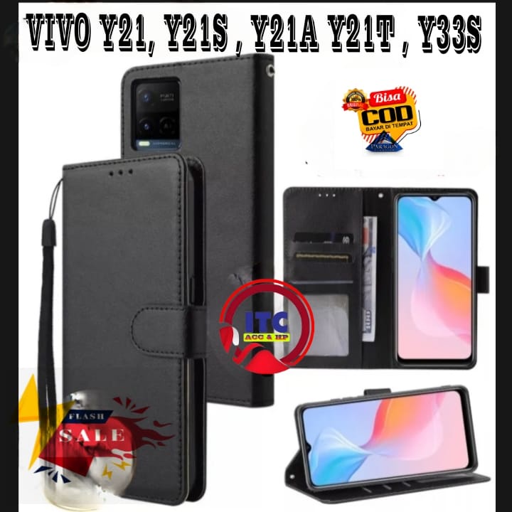 CASE PREMIUM FLIP KULIT DOMPET TYPE HP VIVO Y21 Y21S Y21A Y33S Y33T Y21T DOMPET- FLIP COVER LEATHER-