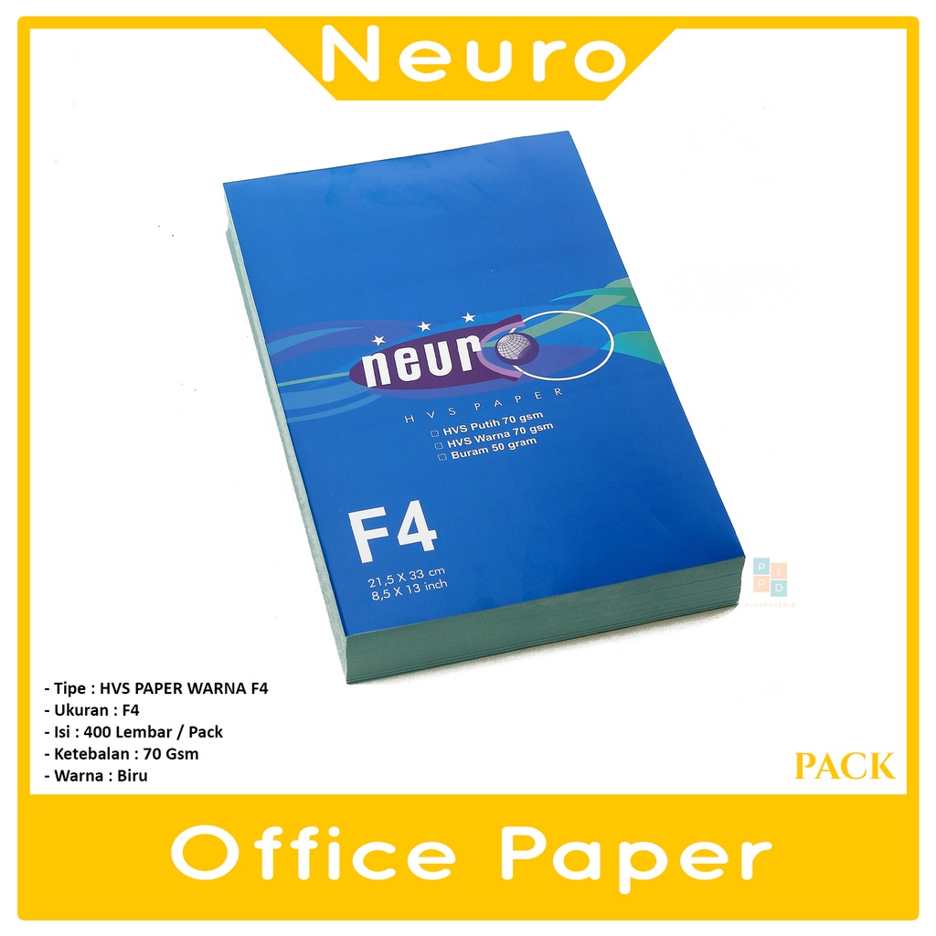 

NEURO - Kertas Hvs Warna Ukuran F4 Biru Muda - Pack