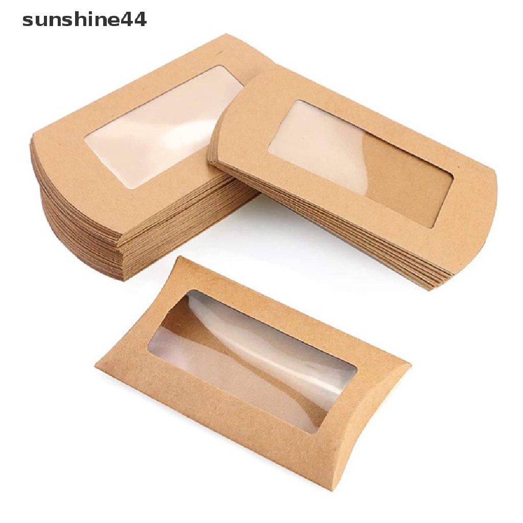 Sunshine 10Pcs Cookie Candy Box Dengan Jendela Wedding Kraft Paper Gift Packaging Boxes ID