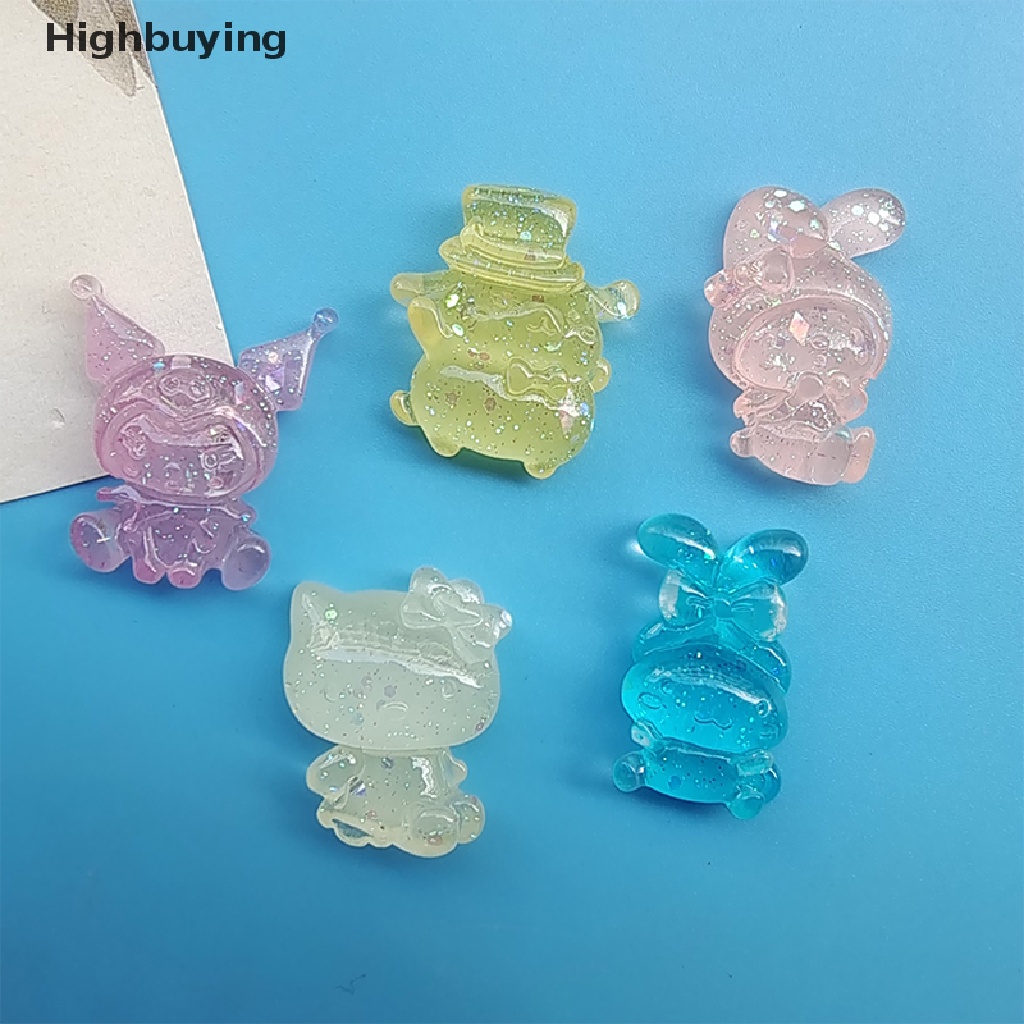 Hbid 10Pcs Luminous Cinnamon Puppy Hiasan Kepala Kulomi Meimei DIY Resin Perhiasan Aksesoris Glory