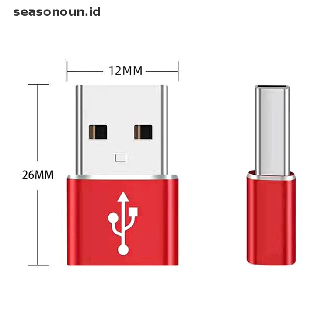 Seasonoun USB OTG Male To Type C Female Adapter Converter Tipe-C Cable Adapter Converter Data Charger Untuk Charger Kabel Cas Telepon.