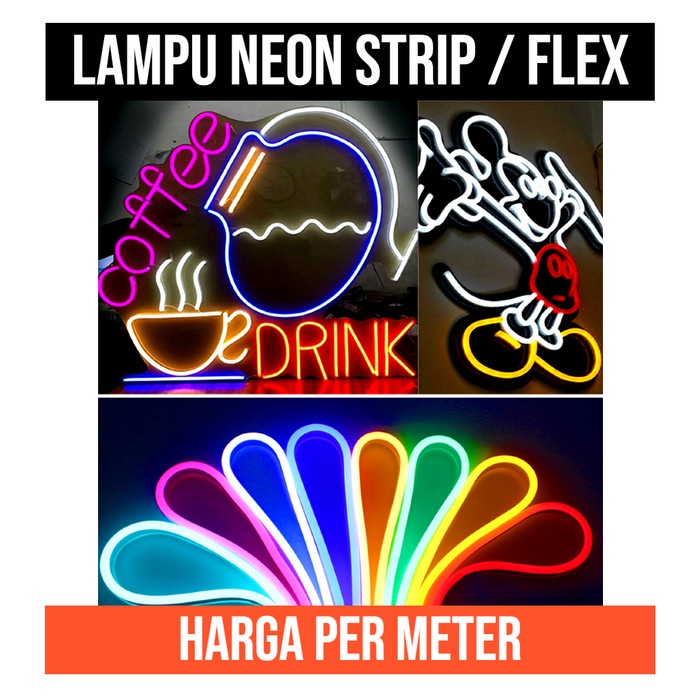 Lampu Neon Flex 220V LED Strip Sign Selang Flexible IP65 Waterproof