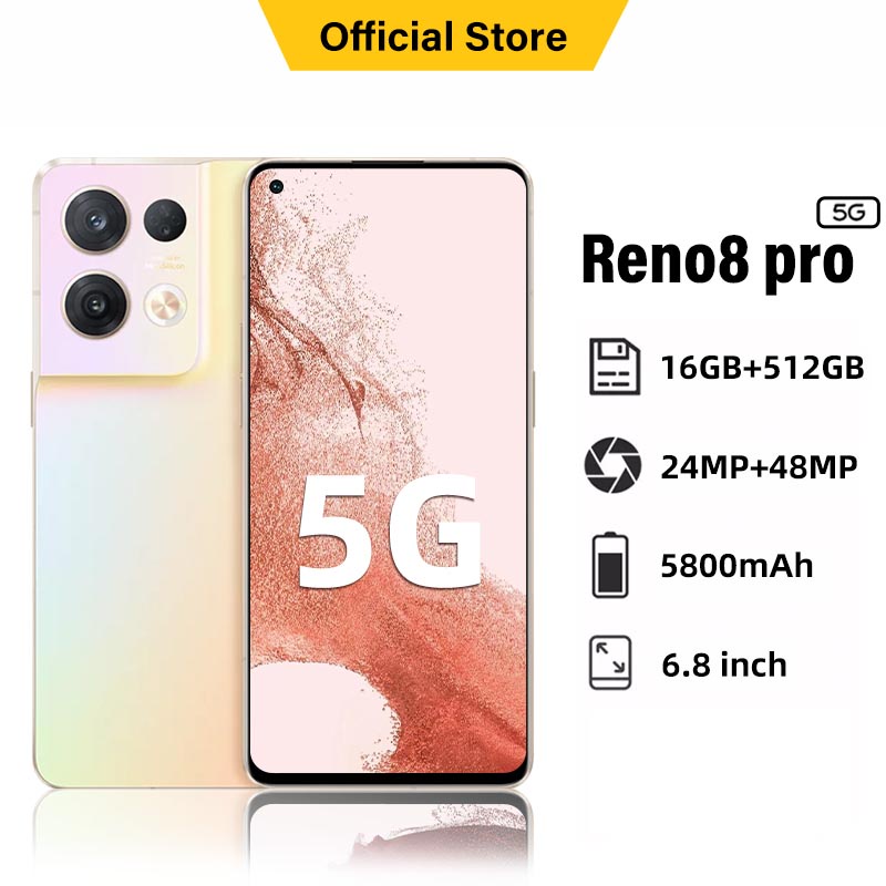 【COD+Pengiriman lokal】HP Reno8 PRO 6.8Inci Hp Smartphone RAM 16GB+512GB Handphone Murah Promo cuci g