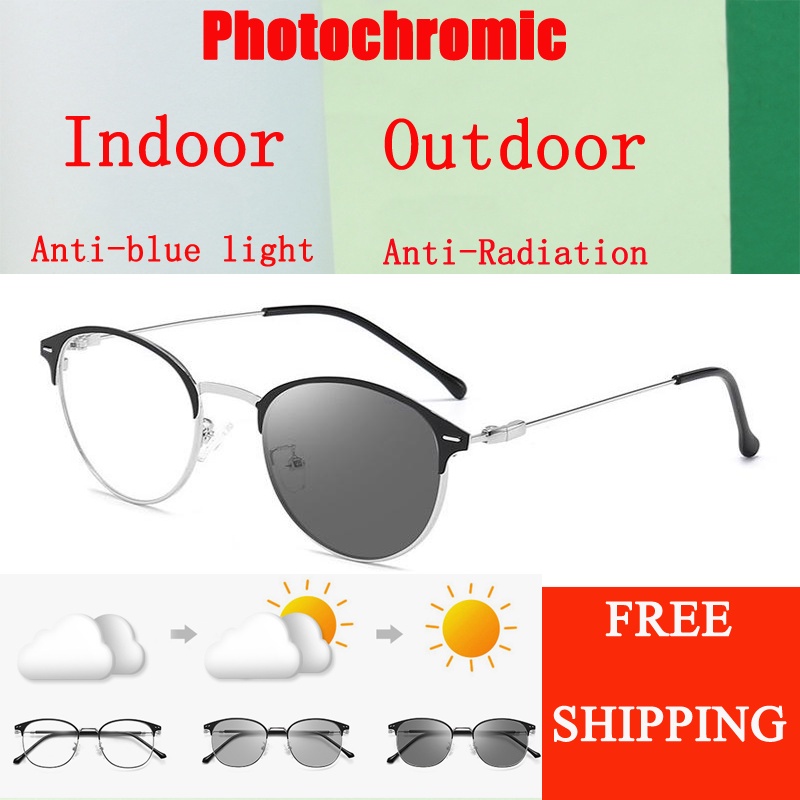 [COD] Kacamata Anti Radiasi Komputer Photochromic Sunglasses Shade Polarized Eyeglasses Untuk Pria Dan Wanita