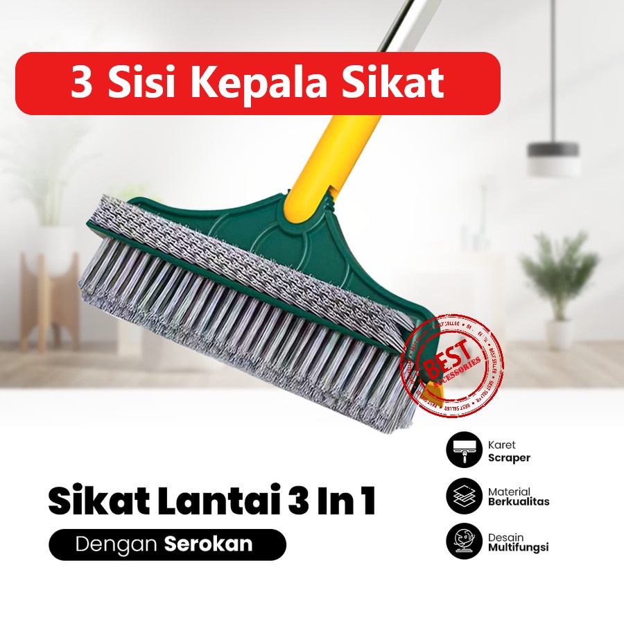 Sikat Lantai Kamar Mandi Karet Dorongan Air 3in1 Lantai Dinding