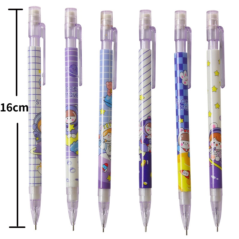 [Harga Grosir] Pensil Otomatis Kartun Planet Ungu 0.5mm/pensil Bebas Asah Siswa Lucu/Perlengkapan Kreatif Gambar Dan Tulisan Anak Alat Tulis