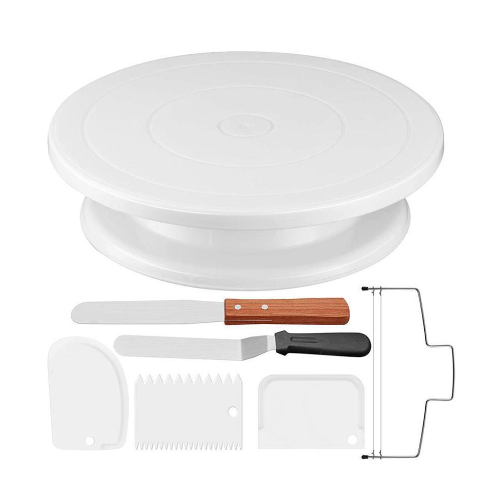 Paket 7set Dekorasi Kue Dapur Baking Rotating Turntable Baking Kit Piping Non-stick Scrapers Perlengkapan Menggores