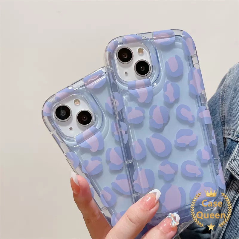 Shockproof Airbag Silicon Ins Fashion Ungu Leopard Print Casing Redmi Note 11s 9 11 10 10s Note10s Note11 Note9 Note10 Redmi 10A A1 10 9C NFC 9T 9A Casing TPU Lembut Transparan