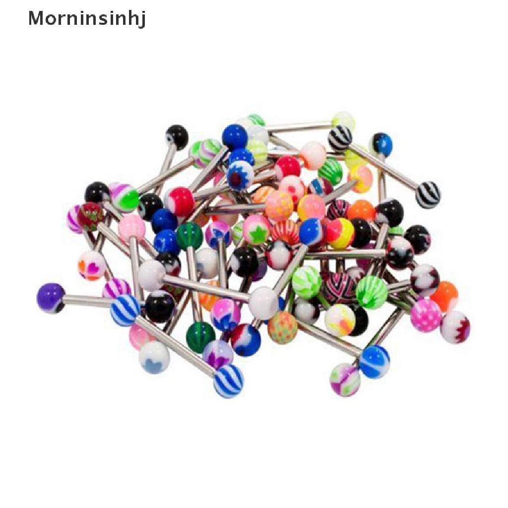 Mornin10/30/50campur Akrilik 316L Lidah Nipple Bar Cincin Barbel Perhiasan Tubuh id