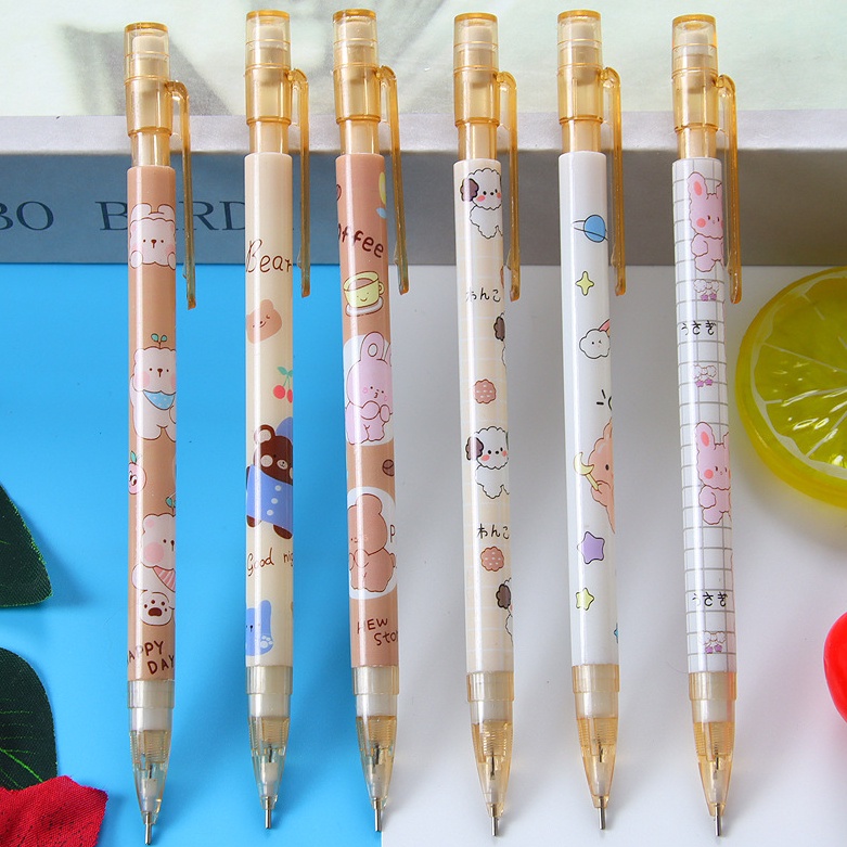 [Unggulan] 1pc 0.5mm Lucu Plastik Tekan Pensil Kartun Beruang Kelinci Pensil Otomatis Chidren Menggambar Pensil Alat Tulis Siswa Perlengkapan Sekolah Dan Kantor