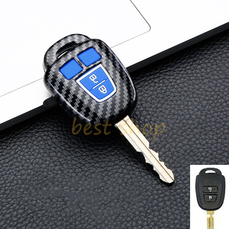 Case Kunci Mobil Carbon Fiber Toyota Vios Camry RAV4 2012-2015 Corolla 2014 2015 TOY43 Blade 2kancing Remote Car Key Shell Case Fob