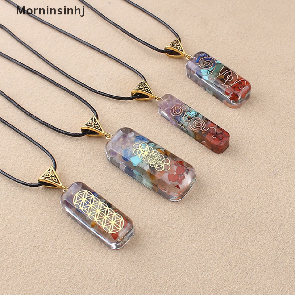 Mornin Kalung Liontin Warna aura Pria Dan Wanita natural 7 chakras Orgones Jimat id