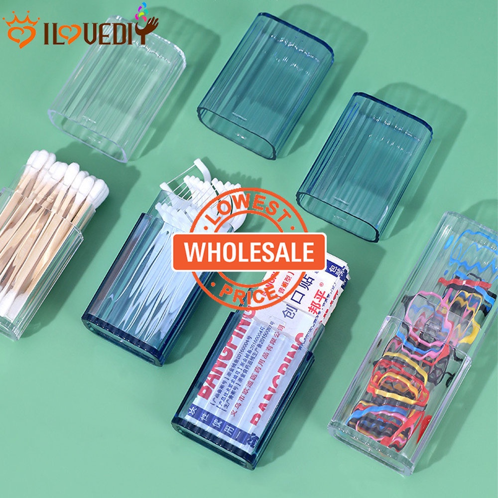 [Harga Grosir] Wadah Penyimpanan Benda Kecil Tusuk Gigi Band-aid Organizer Case Tali Rambut Headset Classify Box Kotak Plastik Transparan Portable Untuk Travel Sekolah Kantor