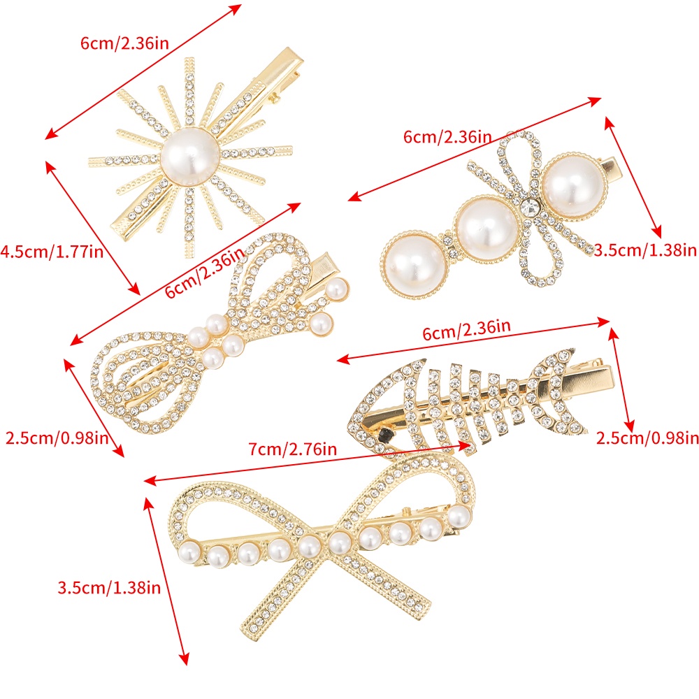 1set Korea Berlian Imitasi Mutiara Jepit Rambut Fashion Bunga Logam Hair Clip Wanita Aksesoris Rambut