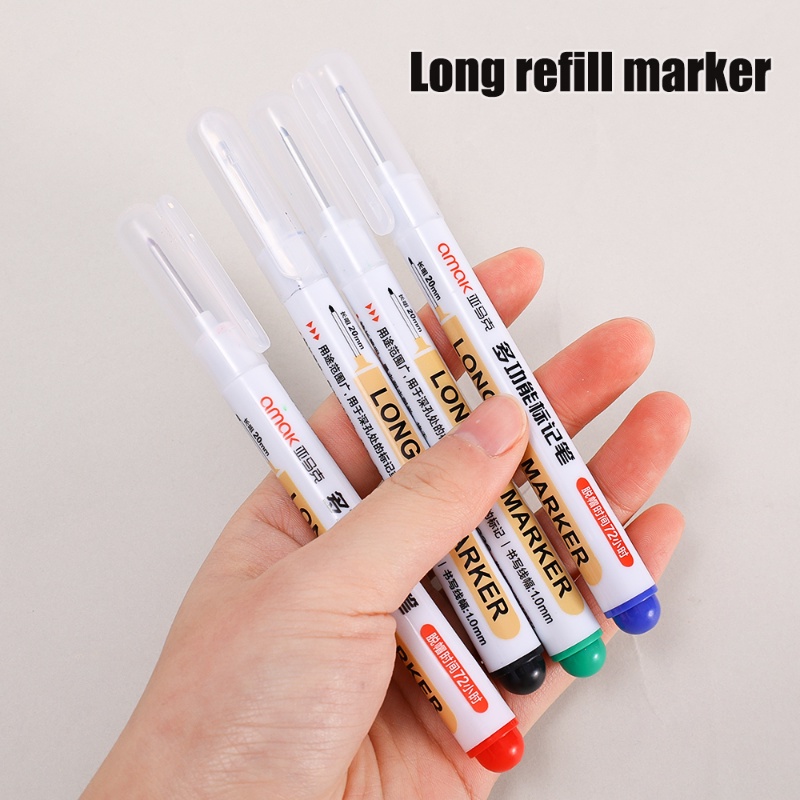 20mm Penanda Lubang Dalam Pulpen Woodworking Marking Pen Alat Dekorasi Kamar Mandi Serbaguna Proses Hardware Deep-hole Pen Long Nib Head Penanda Minyak Untuk Logam &amp; Kayu &amp; Kaca