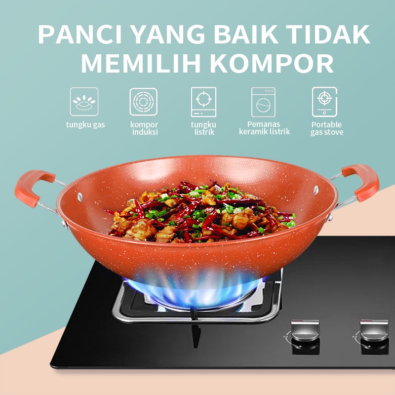 GM Bear Wajan Penggorengan 32cm P0067 - Kuali Wok Pan 32cm