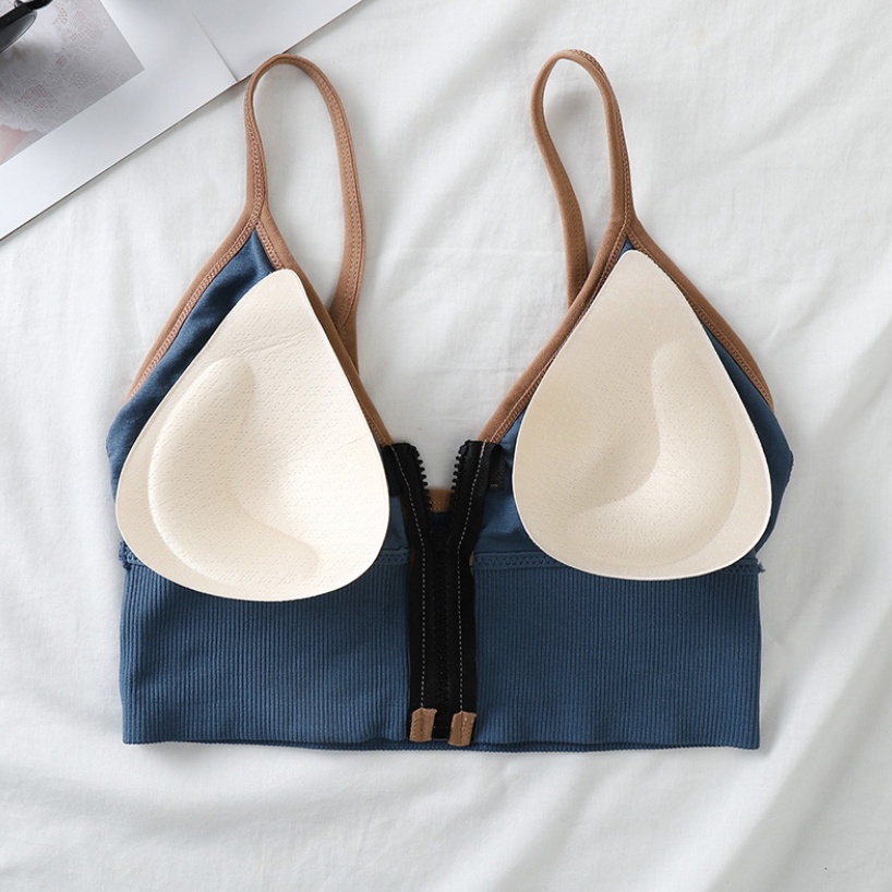 T&amp;Y Tank Top Yoga Wanita 6404 Bra Fashion Tanpa Kawat Elastis Pakaian Dalam Wanita Resleting