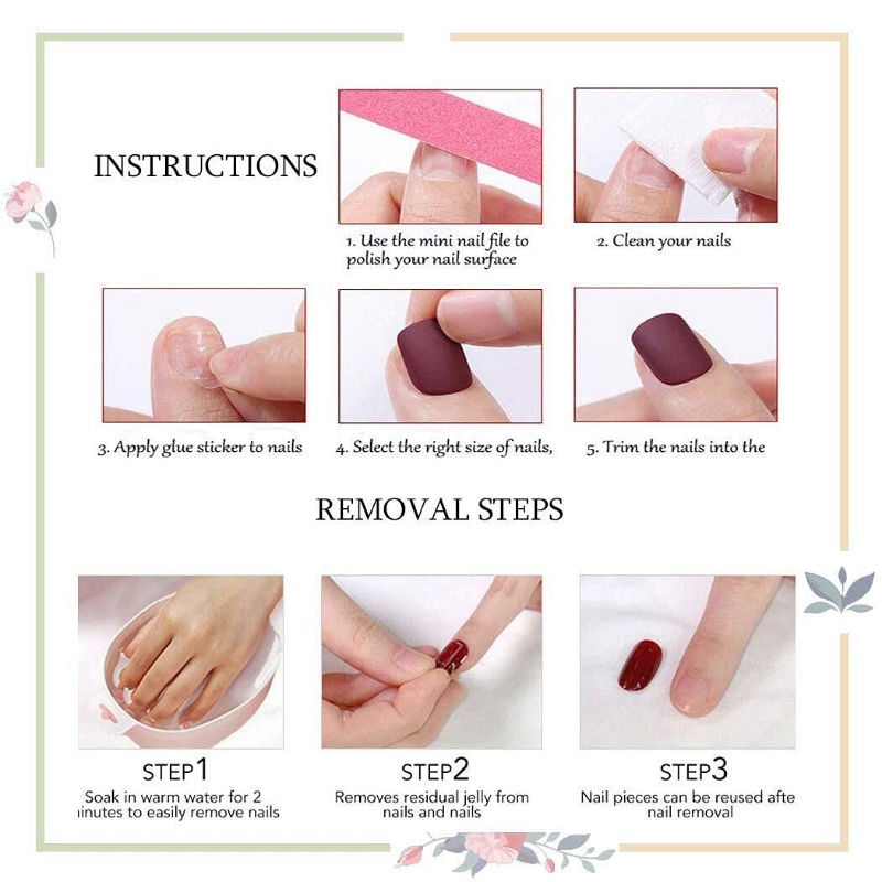 Profesional Kuku Palsu Dilepas/Warna Nude Half French Acrylic Nail Tips/Press on Nails Full Cover Manicure Dengan Lem