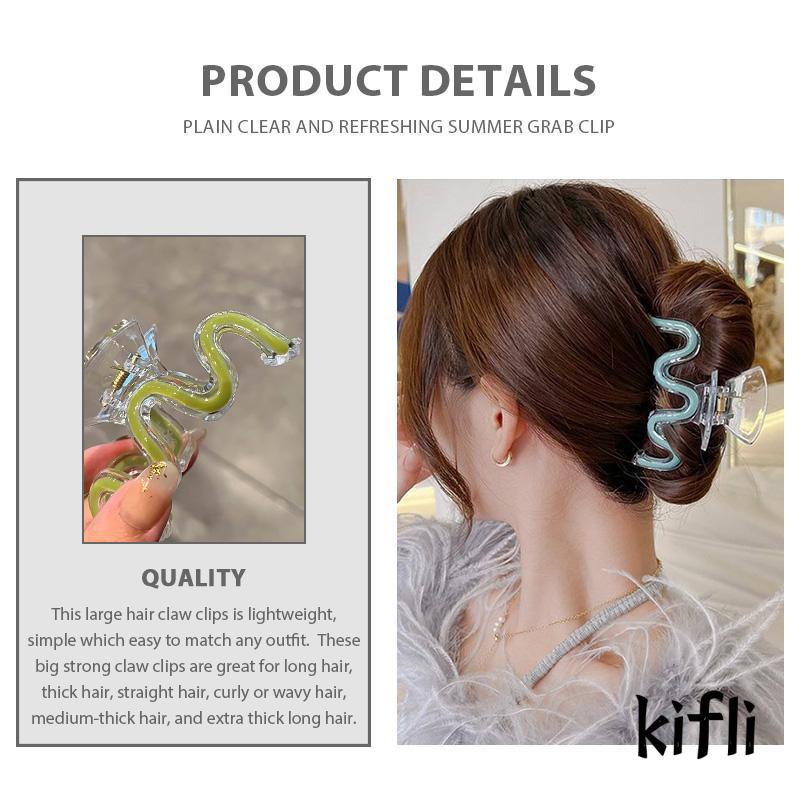 [KD] Jepit Rambut Hair Claw Clip W-shaped Drop Glaze Warna Polos Menyegarkan Musim Panas