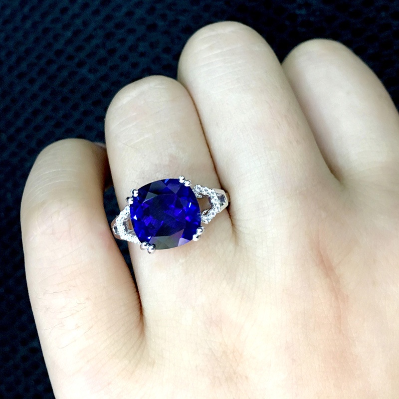 Goldkingdom Aksesoris Perhiasan Fashion Ready Stock Cincin Safir Eropa Berlapis Perak Bertatahkan Dengan Cincin Zamrud Ruby Berwarna Perempuan