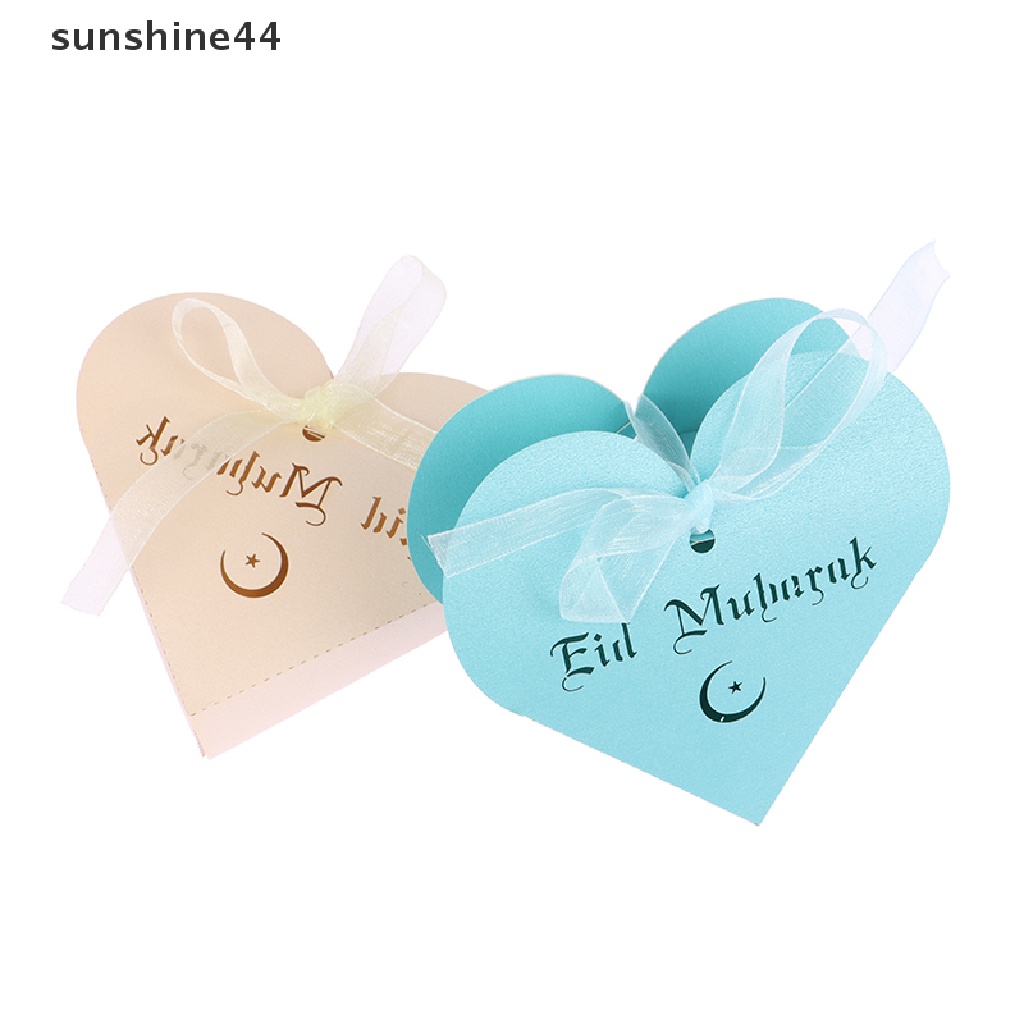 Sunshine 10Pcs Eid Mubarak Candy Box Ramadan Kareem Souvenir Kotak Kemasan Kado Decor ID