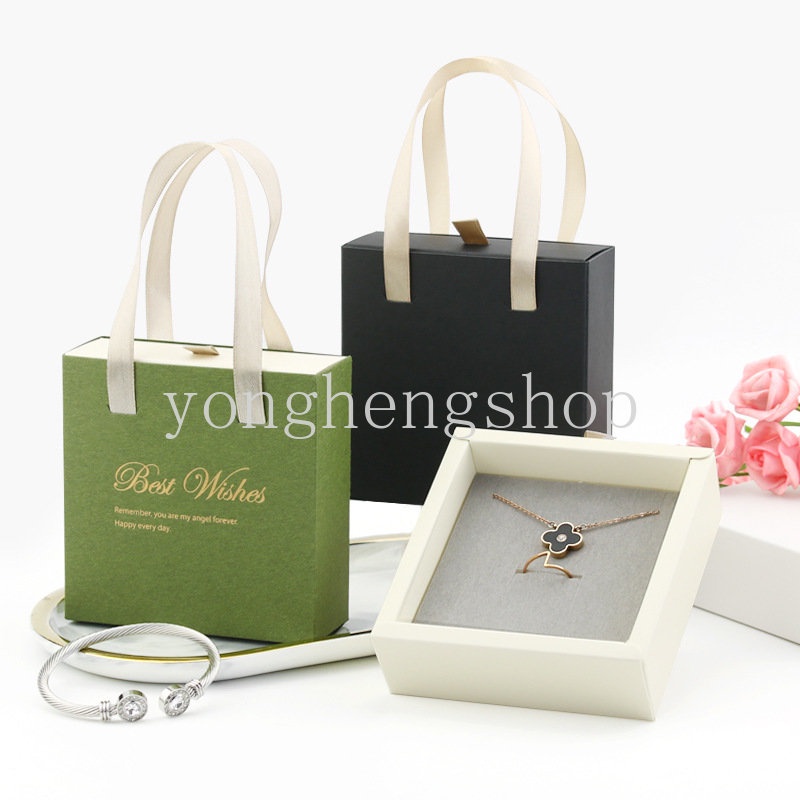 Kreatif Tipe Laci Tempat Display Perhiasan Cincin Portabel Anting Stud Kalung Kotak Fashion DIY Hari Valentine Ulang Tahun Hadiah Packaging Box Dengan Pegangan Spons