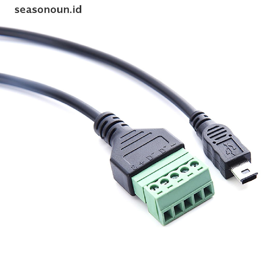 Seasonoun Konektor Sekrup Mini USB Male to 5pin Dengan Kabel Adapter Colokan Terminal Shield.