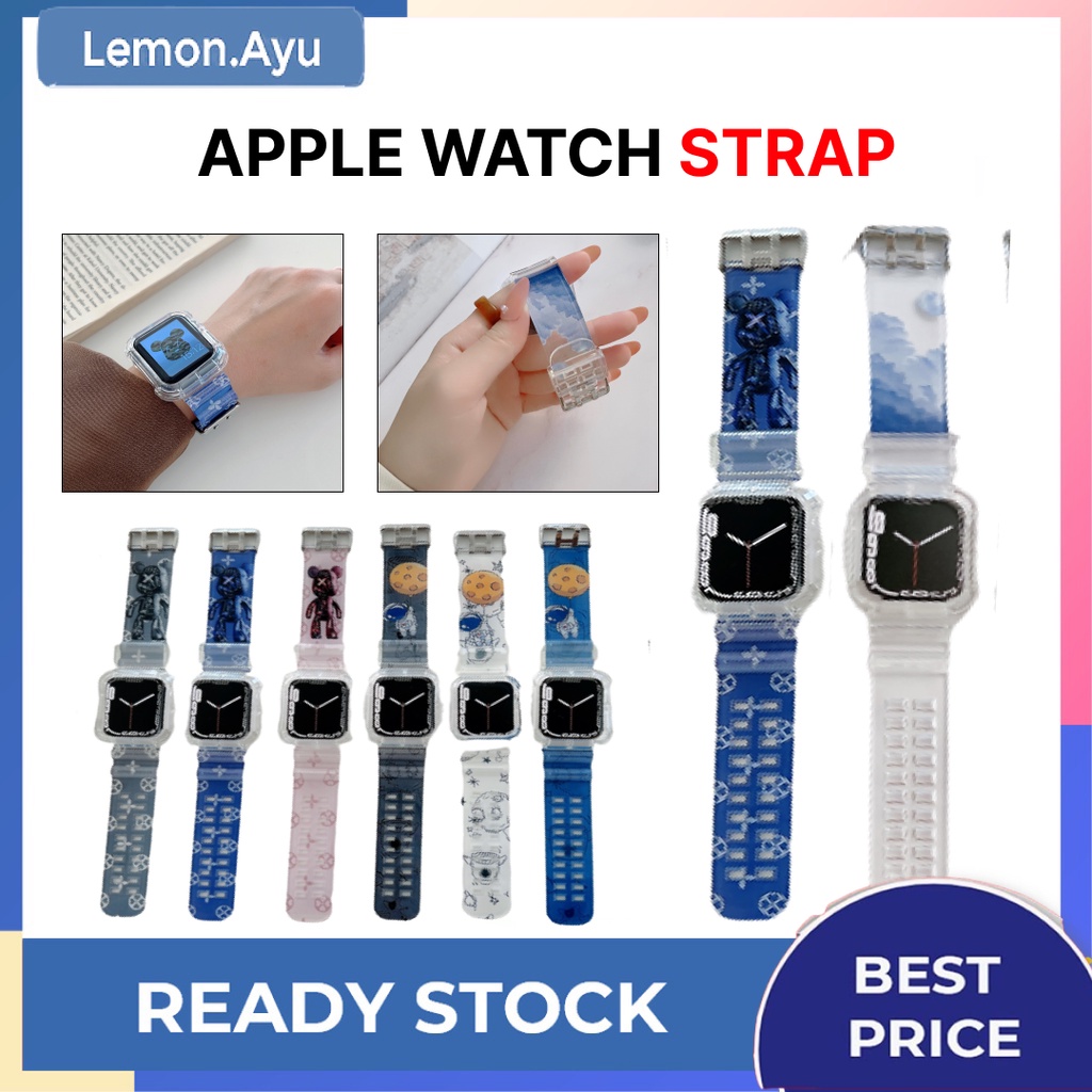 TPU  Transparent Strap for Apple Watch  41mm 45mm 2 in1  iWatch Pola yang Tali Kreatif