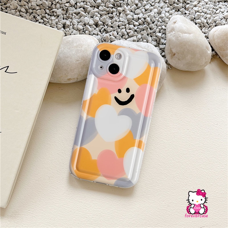 Warna-warni Cinta Hati Kartun Smiley Casing Realme C25 C35 C25Y C20A C12 C25s C20 C21Y C33 C11 2021 C15 C55 C30 C30S 7i C17 C11 2020 5i 5s C3 C2 5 6i C1 Airbag Lembut Air Cushion Case